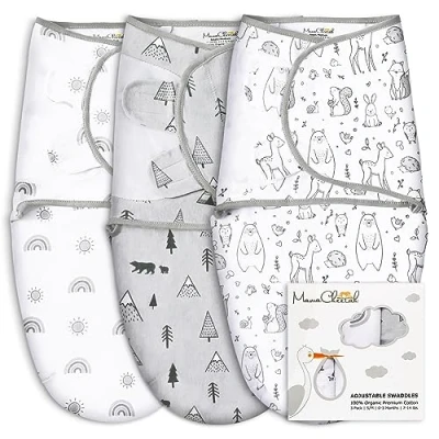 Abbildung von Mama Cheetah Baby Swaddle Sack, Bio Baumwolle Decke, Schlafsäcke, verstellbare Säugling Wrap für Junge Mädchen 0 3 Monate, Essentials, 3er Pack