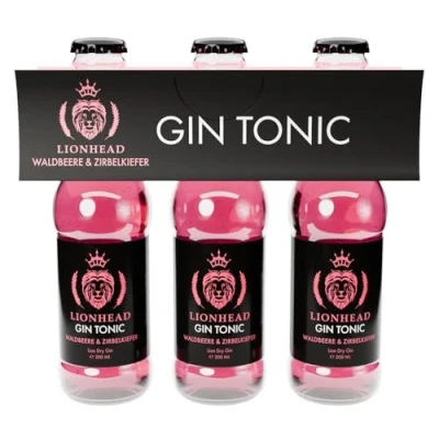 Abbildung von Lionhead Gin Tonic Waldbeere &amp; Zirbelkiefer 3er Set erfrischendes servierfertiges Mixgetränk aus Dry mit Jetzt trinkfertig 10% Vol. (3 x 0,2 l)