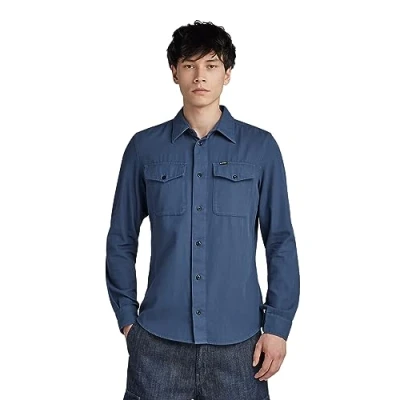 Abbildung von G Star Marine SLIM Shirt LONG Sleeve Hemd, Herren, Größe: Medium, Rank blue gd
