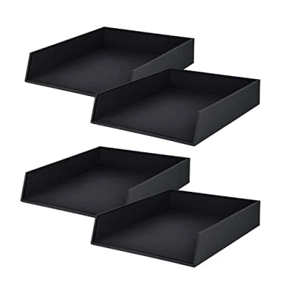 Abbildung von Rössler Papier 1335452700 4 S.O.H.O Ablagekorb für DIN A4, Schwarz, Stück, Ablagefächer stapelbar, Briefablage 26 x 6 32 cm