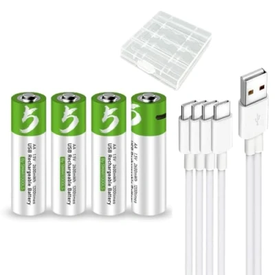 Abbildung von USB AA Lithium Ionen Aufladbare Akkus 1,5V 2600mWh wiederaufladbare batterien Akku, 1 Stunden Schnellladung, 1200 Zyklen mit Typ C Ladekabel Überladeschutz, 4 Stück