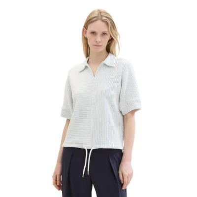 Abbildung von TOM Tailor Tshirt print, Damen, Größe: XXL, Offwhite green stripe ck