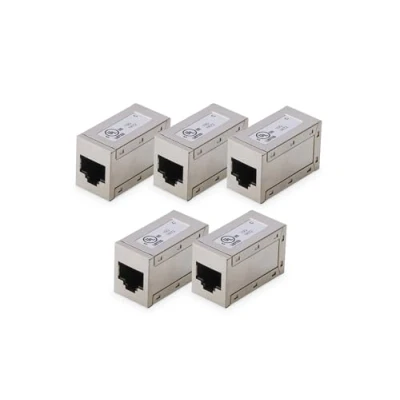 Abbildung von DIGITUS AT AG 8/8 C6S RJ45 Kupplung Cat 6 5 Stück LAN Kabel Verlängerung Cat6 Netzwerkkabel Verbinder PoE Kompatibel Modulare Für Switch, DSL, Modem, Router, PC Silber