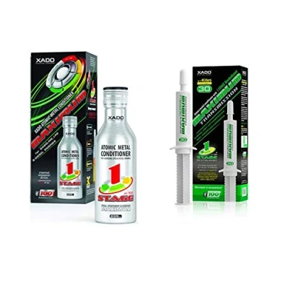 Abbildung von XADO Set Motoröl Additiv + Schaltgetriebe Getriebe gegen Verschleiß &amp; Schutz 1x 1Stage Maximum Transmission