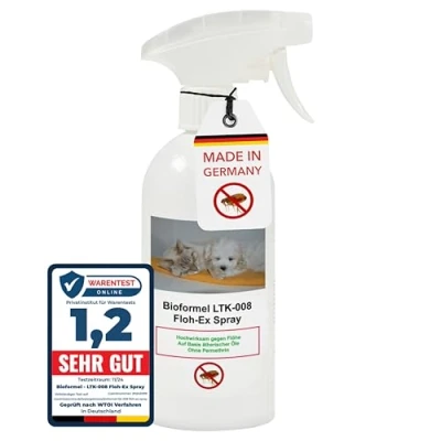 Abbildung von Biodelta Anti Flohspray 1L für Hund Katze Floh Ex Umgebungsspray Haustier Hundeflöhe Katzenflöhe bekämpfen bei akutem Befall &amp; präventiv Flöhe Spray Wohnung Möbel Bett hochwirksam