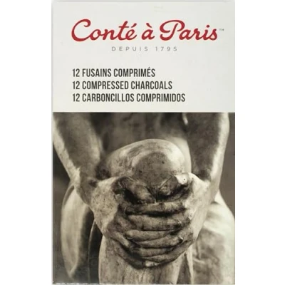 Abbildung von Conté à Paris 500364 Rund gepresste Zeichenkohle in Künstlerqualität mit satten geschmeidigen Farbabstrich, ⌀8mm, Länge 95mm 12er Set gemischt