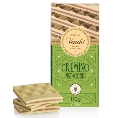 Abbildung von Venchi Tafel Cremino mit Pistazie, 110 g Milch und weiße Schokolade Pistazienpaste glutenfrei
