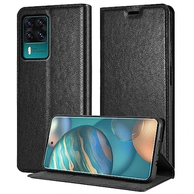 Abbildung von Cadorabo Hülle kompatibel mit Cubot X50 aus Premium Kunst Leder Flip Klappbare Stoßfeste Magnetische [Standfunktion] [Kartenfächern] Cover Case für Tasche in Schwarz