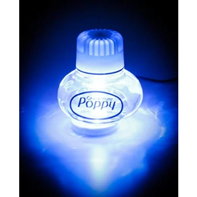 Abbildung von Lufterfrischer Original Poppy, LED Beleuchtung 5 Volt USB Stecker, LEDs 7 Farben Farbwechsel, Duft Inhalt 150 ml, für LKW, PKW (Fresie)