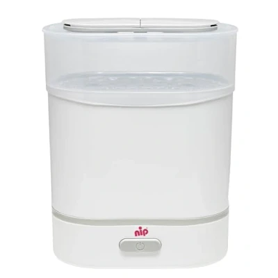 Abbildung von NIP Sterilisator Babyflaschen: Vaporisator für bis zu 6 Flaschen, Schnuller + Zubehör, Schnelle und sichere Dampfsterilisation in nur 9 Minuten, mit Abschaltautomatik, Weiß