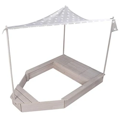 Abbildung von roba® Sandkasten Boot, Kinder Sandkiste aus wetterfestem Massivholz, inkl. Sonnendach
