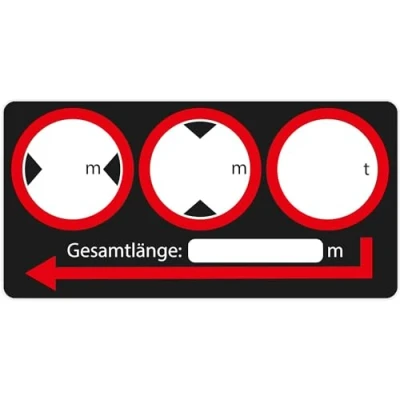 Abbildung von Hinweisaufkleber Fahrzeugmaße 10 x 5 cm Länge Breite Höhe und Gewicht für LKW Wohnmobil Camper Kastenwagen Beschreibbar Selbstklebend Farbe schwarz