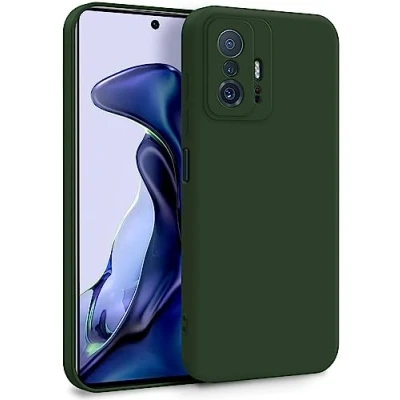 Abbildung von MyGadget Hülle für Xiaomi 11t Pro Zweilagige Handyhülle mit Kameraschutz Cover Innenfutter &amp; Silikon außen Olive Grün