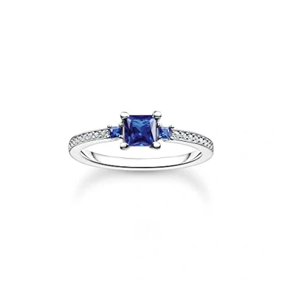 Abbildung von THOMAS SABO Damen Ring mit blauen und weissen Steinen 925 Sterlingsilber TR2402 166 32