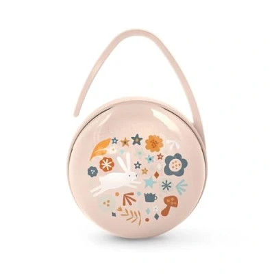 Abbildung von Suavinex, Schnullerbox für Babys, zum unabhängigen Tragen von 2 Schnullern, mit Schlaufe Aufhängen an Tasche, Kinderwagen oder Wiege, Schnullerbehälter, Schnullertasche, Etui, Wonderland Rosa
