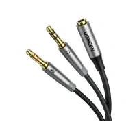 Abbildung von UGREEN Headset Mikrofon Adapter mit Nylon Mantel Metall Gehäuse, 3.5 Klinkenkabel Y Audio Splitter Separater und Kopfhörer Stecker kompatibel PC, Gaming usw. 20cm