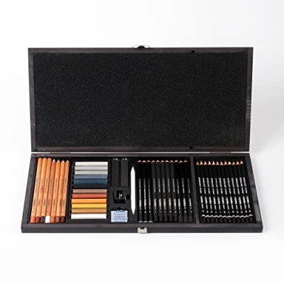Abbildung von LYRA Set Zeichnungsbox aus Holz, 47 Stück, L2054002, bunt