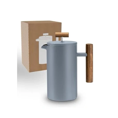 Abbildung von Lambda Coffee® CALDERA Thermo French Press Edelstahl I 0,6 Liter 3 Tassen Dusk Blue Blau Größen erhältlich Kaffeebereiter aus Doppelwandig: Hält lange Warm Kaffeezubereiter