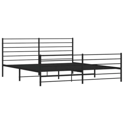 Abbildung von vidaXL Bettgestell, Bettrahmen mit Kopfteil Fußteil, Metallbett Bett Lattenrost, Doppelbett Gästebett Schlafzimmer, Metall Schwarz 193x203cm