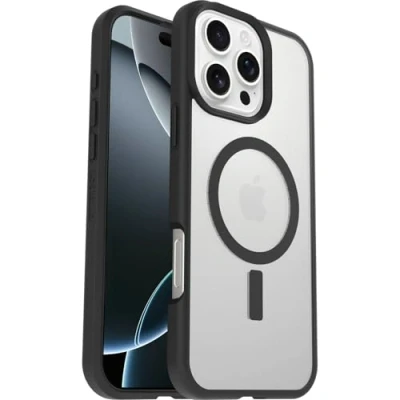 Abbildung von OtterBox Sleek Series MagSafe Hülle für iPhone 16 Pro Max, stoßfest, sturzsicher, ultraschlank, schützende Hülle, Getestet nach Militärstandard, Transparent/Schwarz, Keine Einzelhandelsverpackung