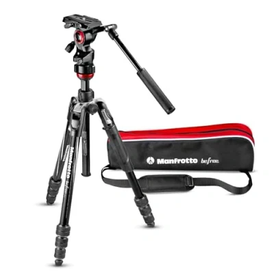 Abbildung von Manfrotto Travel Befree Live Aluminium Stativ Twist, Videokopf, schwarz, kompakt (MVKBFRT LIVEUS)