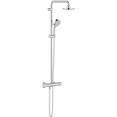 Abbildung von Grohe Duschsystem Tempesta Cosmopolitan System, 2 Strahlart(en), 160 mit Thermostatbatterie Chrom