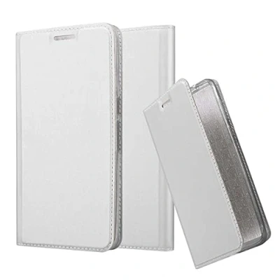 Abbildung von Cadorabo Hülle kompatibel mit Huawei Google Nexus 6P aus Kunst Leder Flip Klappbare Stoßfeste Magnetische [Standfunktion] [Kartenfächern] Cover für Tasche in Silber