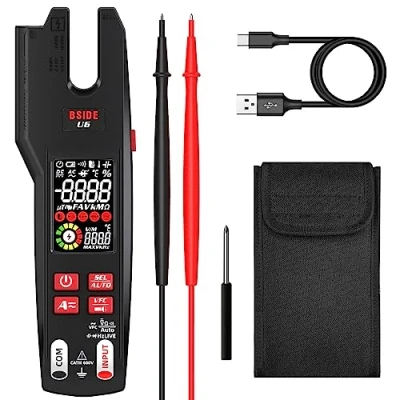 Abbildung von BSIDE U6 Elektrische Tester Infrarot Thermometer AC DC Clamp Meter 600A 9999 Zählungen Spannung und Strom Gleichzeitig Prüfen VFC Digital Multimeter Offener Zange mit Farb LCD Wiederaufladbarem Akku