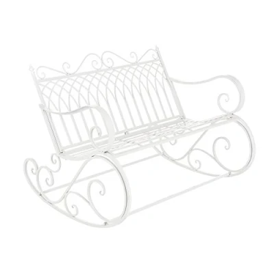 Abbildung von en.casa Gartenbank, »Greenough« Schaukelbank Sitzbank 85x113x95cm Metall Weiß
