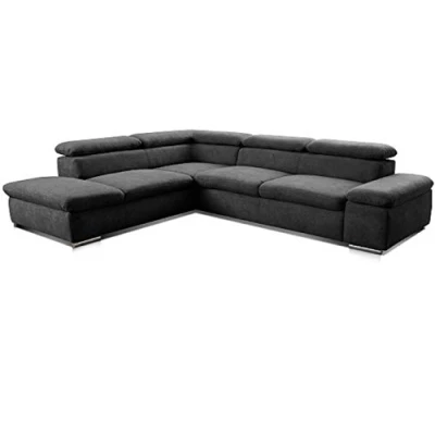 Abbildung von Cavadore Ecksofa Alkatraz / Großes Sofa in L Form mit Ottomanen links und verstellbaren Kopfstützen/ Modernes Design 274 x 66 228 cm Schwarz