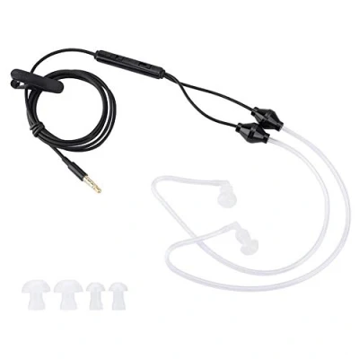 Abbildung von Universal Anti Strahlung Kopfhörer, Air Tube Kopfhörer mit 3,5 mm Jack Built In Mikrofon, Stereo Ear Earbud Headset Rauschunterdrückung für Smartphones Desktop(Schwarz)