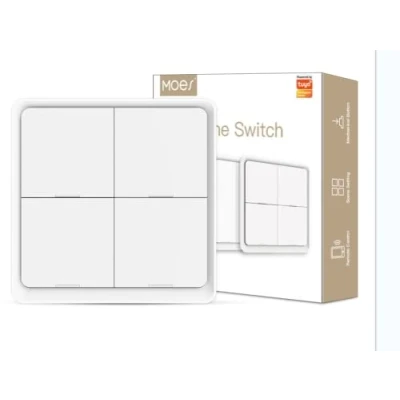 Abbildung von MOES ZigBee Szenenumschaltung Tuya Smart Device, 4 Tasten 12 Szenenwechsel, Home Automation, erfordert Gateway, Batterie enthalten, weiß