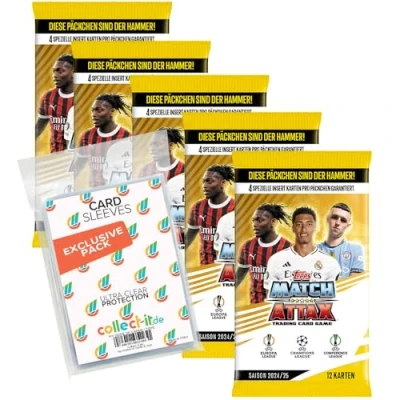 Abbildung von Bundle mit Match Attax Champions League 2024/25 Trading Cards 5 Booster + Exklusive Collect it Hüllen