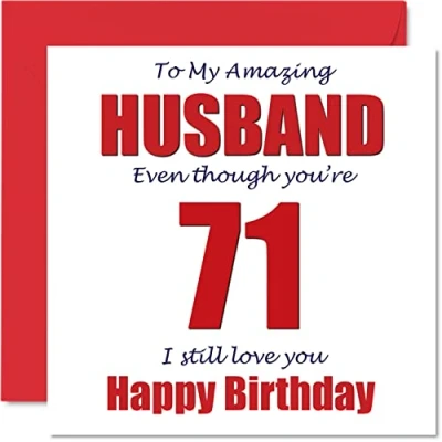 Abbildung von Lustige Geburtstagskarte zum 71. Geburtstag für Ehemann I Still Love You Happy Karte von der Ehefrau Partner siebzig erste Hubby Banter Geschenke 145 mm Witz Humor Grußkarten