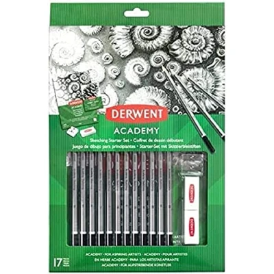 Abbildung von Derwent Academy Sketching Starter Set Bleistifte, Zeichnen &amp; Ausmalen, 17er Set, Kit, Inklusive Spitzer Radierer, Ideal für Skizzen, Serie, 2305679