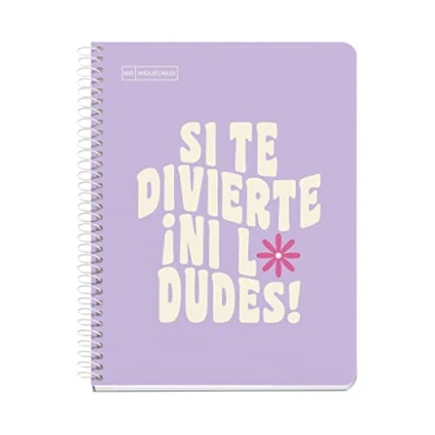 Abbildung von Miquelrius Message Notizbuch, 1 Farbstreifen, A5, 100 5 mm Rasterblätter, 90 g Papier, 2 Löcher, Hartkartoneinband, Lavendelfarbe