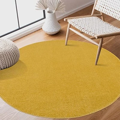 Abbildung von Sanat Teppich Uni, rund, Höhe: 13 mm, robuster Kurzflorteppich, große Farbauswahl