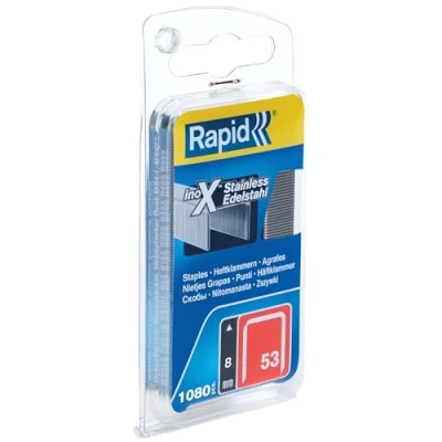 Abbildung von Rapid Tackerklammern Edelstahl Typ 53, 8mm Klammern V2A, 1.080 Stk., Feindrahtklammern für Holz und Stoffe
