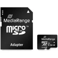 Abbildung von MediaRange Micro SDXC Speicherkarte mit SD Adapter 256GB Geschwindigkeit Klasse 10, Lesegeschwindigkeit bis 80 MB/s, externer Datenspeicher für Mobile Endgeräte wie Digitalkameras oder Smartphones