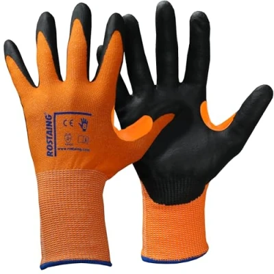 Abbildung von ROSTAING Duranit PLUS Handschuh, Schnittschutz, für den Bau und Heimwerker, geeignet scharfe abrasive Arbeiten, ideal Dachdecker, Schuttau, Orange