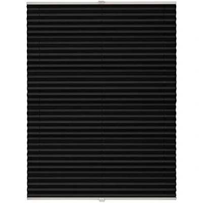 Abbildung von ondeco Plissee Klemmfix auf Maß für alle Fenster innen, ohne Bohren, Montage Klemmträger Sonnenschutz Sichtschutz Rollo Blickdicht Schwarz B: 101 110 cm, H: 150 cm