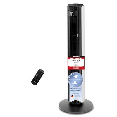 Abbildung von Levoit 7,9m/s Turmventilator sehr leiser, 25dB Ventilator für Schlafzimmer, 23W DC Motor Tower Fan Säulenventilator mit Fernbedienung, 12 Geschwindigkeiten 4 Modi Std, Weiß