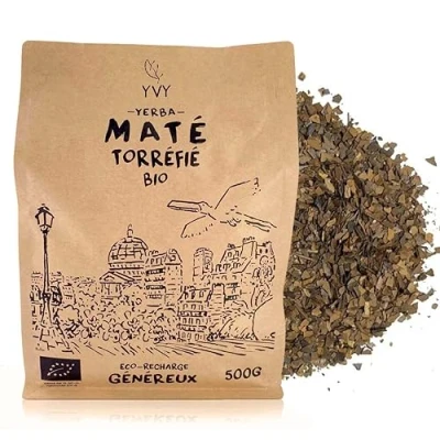 Abbildung von YVY Bio Maté, geröstet, 500 g Yerba Mate biologisch und fair mäßige Bitterkeit ideal für den täglichen Verzehr wiederverschließbare Eco Nachfüllpackung