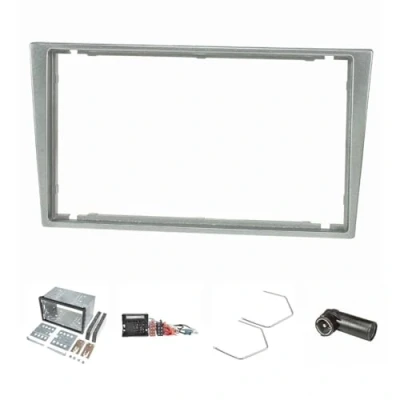 Abbildung von tomzz Audio 2439 026 Doppel DIN Radioblende Set kompatibel mit Opel Corsa C Combo Omega B Vectra Meriva Charcoal metallic Einbaukit Quadlock Fakra Antennen Phantom Adapter ISO Entrieg.