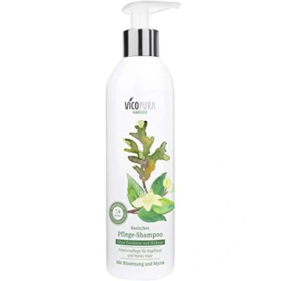 Abbildung von VICOPURA Pflege Shampoo, basisches silikonfreies Haarshampoo, Volumenshampoo mit Teebaumöl, bei Kopfhautjucken, für feines normales bis fettiges Haar, 250ml