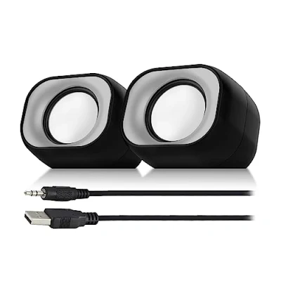 Abbildung von Eminent PC Lautsprecher für und Laptop, 2.0 Stereo Set Boxen, USB Stromversorgung, Kompakt Platzsparend auf Büro EM3513
