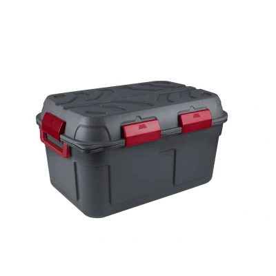 Abbildung von SUNWARE Q Line wasserdichte Aufbewahrungsbox 130 Liter 790x545x425mm Anthrazit/Rot
