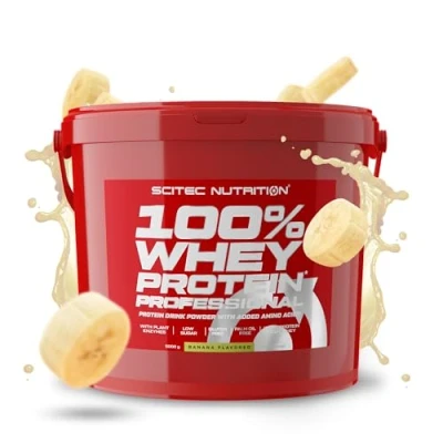 Abbildung von Scitec Nutrition 100% Whey Protein Professional Angereichert mit zusätzlichen Aminosäuren und Verdauungsenzymen Glutenfrei Palmölfrei, 5 kg, Banana