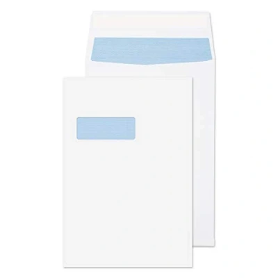 Abbildung von Blake Purely Packaging 9001 FAlten Versandtasche Haftklebung Mit Fenster Weiß C4 324 x 229 mm 140g/m² 125 Stück