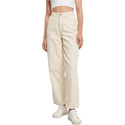 Abbildung von Urban Classics Ladies HIGH Waist 90 ́S WIDE LEG Corduroy Pants Stoffhose, Damen, Größe: 27x28, Whitesand